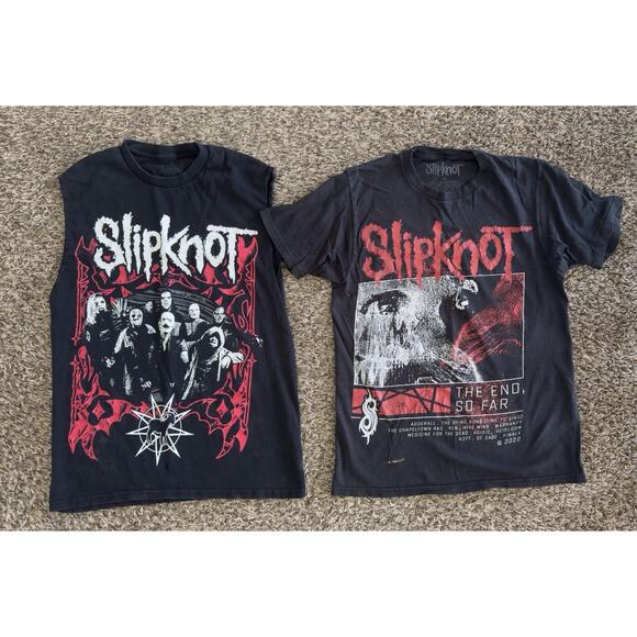 Lot Of 2 Black Band Tee Shirts SlipKnot Heavy Metal Rock Men’s Size Medium - Picture 1 of 6